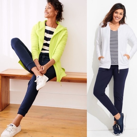 NWT J. CREW Cotton Cashmere Blend Cozy Loungewear Navy Blue Fall Winter Joggers - Picture 2 of 9